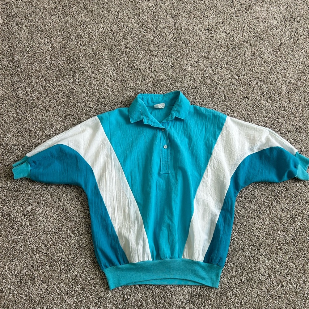 Vintage 80s Cortiva Tracksuit Set Teal White Colorblock